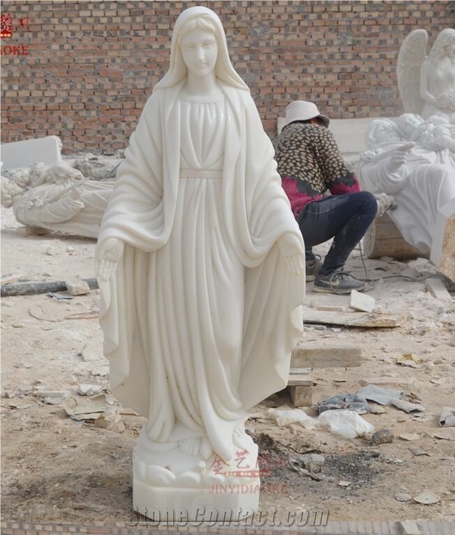 Whiter Marble Stone the Madonna Goddess Statue