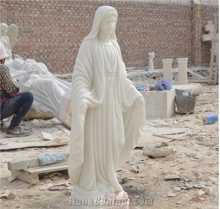 Whiter Marble Stone the Madonna Goddess Statue