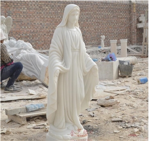 Whiter Marble Stone the Madonna Goddess Statue