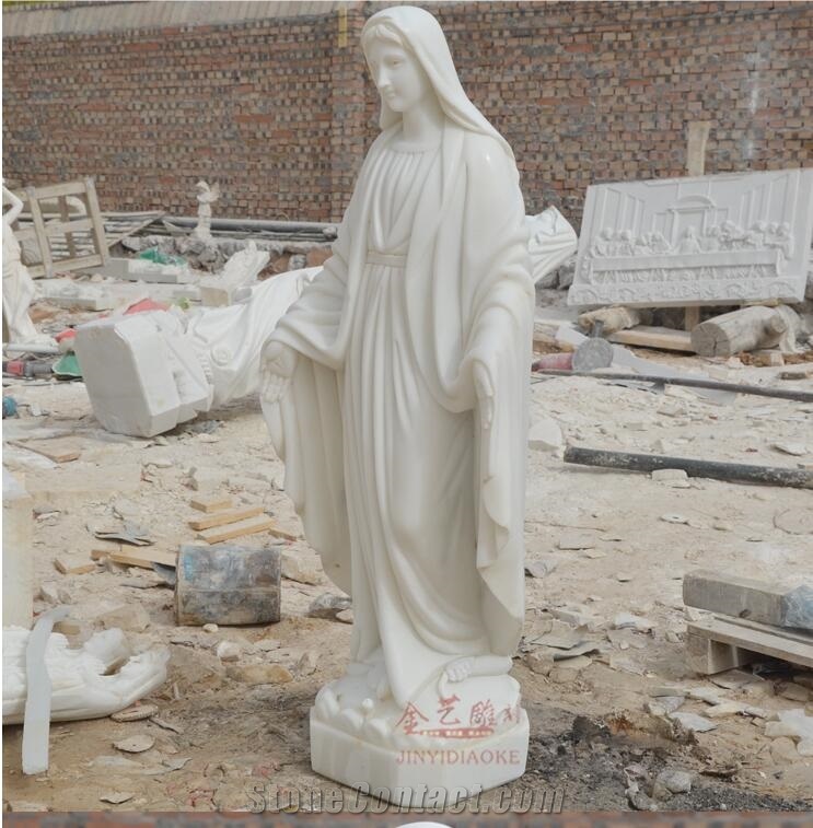 Whiter Marble Stone the Madonna Goddess Statue