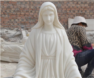 Whiter Marble Stone the Madonna Goddess Statue