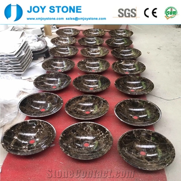 Good Quality Round Dark Emperador Marble Basin