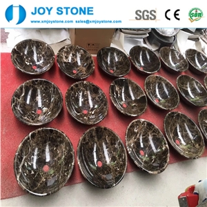 Good Quality Round Dark Emperador Marble Basin