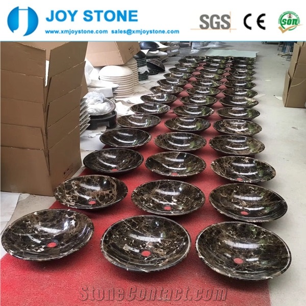 Good Quality Round Dark Emperador Marble Basin