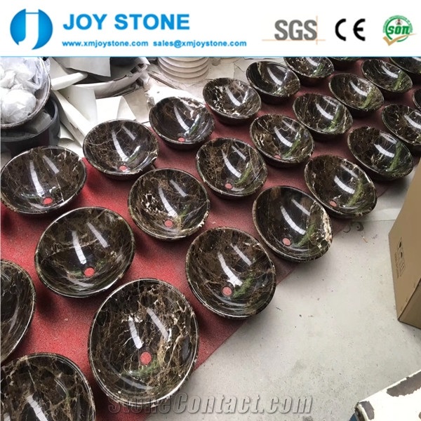 Good Quality Round Dark Emperador Marble Basin