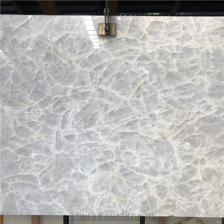 Backlit Ice White Onyx Background Wall Stone Slab
