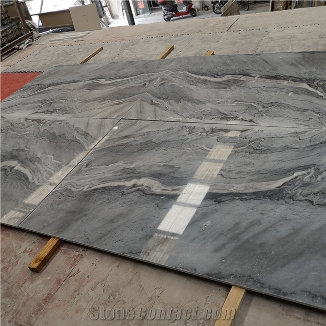 Bookmatched Nuvolato Grey Marble Gray Stone Tile