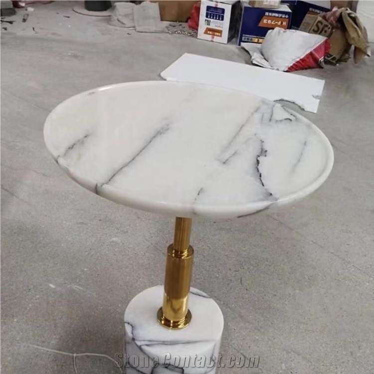Carrara White Marble Round Stone Table Tops Price