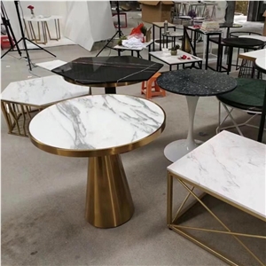 Carrara White Marble Round Stone Table Tops Price