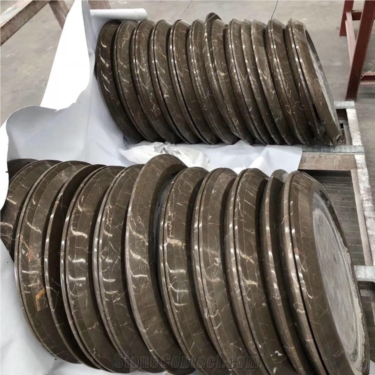 Coffee Brown Marble Stone Round Dining Table Tops