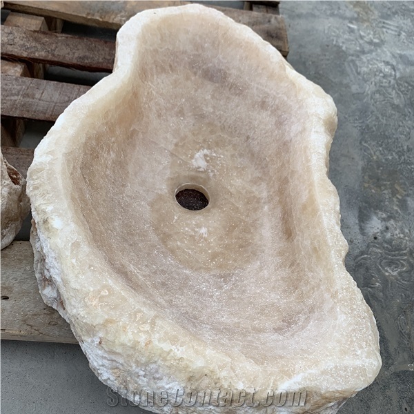 Irregular Honey Yellow Onyx Stone Basin Sink Cost