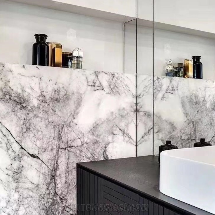 Milas Lilac Marble Slab White Marble with Veins