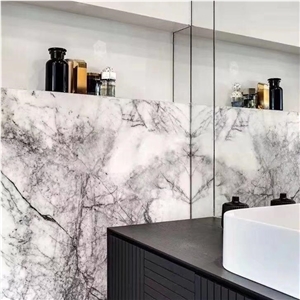 Milas Lilac Marble Slab White Marble with Veins