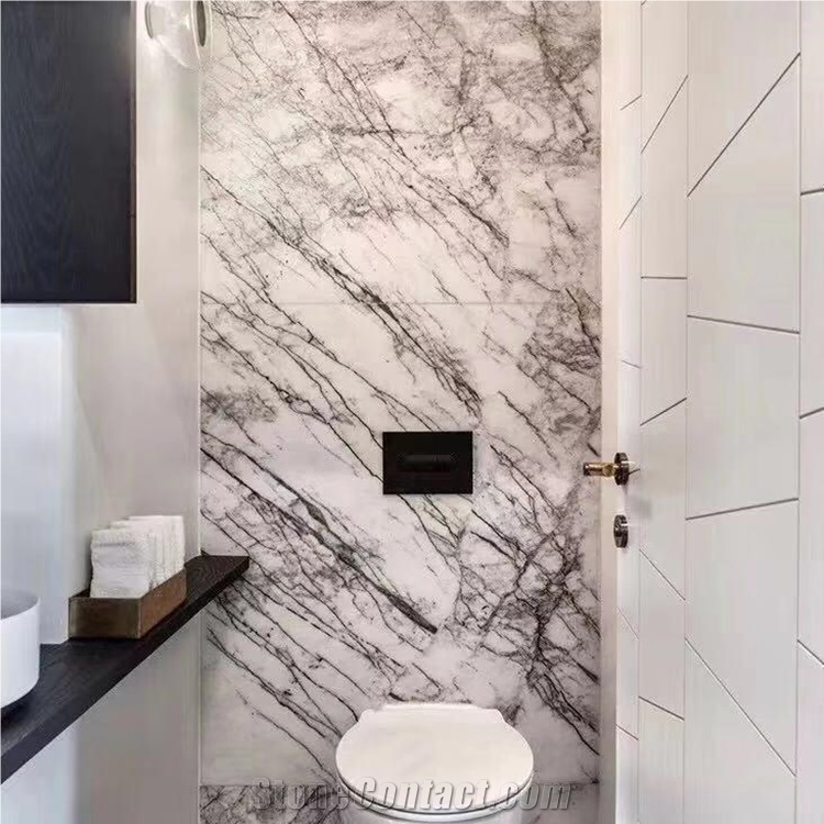 Milas Lilac Marble Slab White Marble with Veins