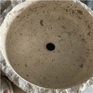 Outdoor Beige Limestone Bathroom Wash Basin Sink