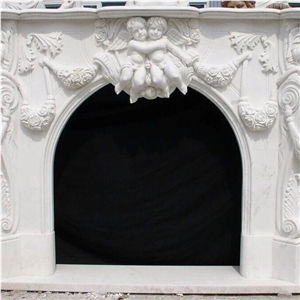 White Marble Fireplace Indoor Hand Carved Stone White Marble Fireplace Indoor Hand Carved Stone