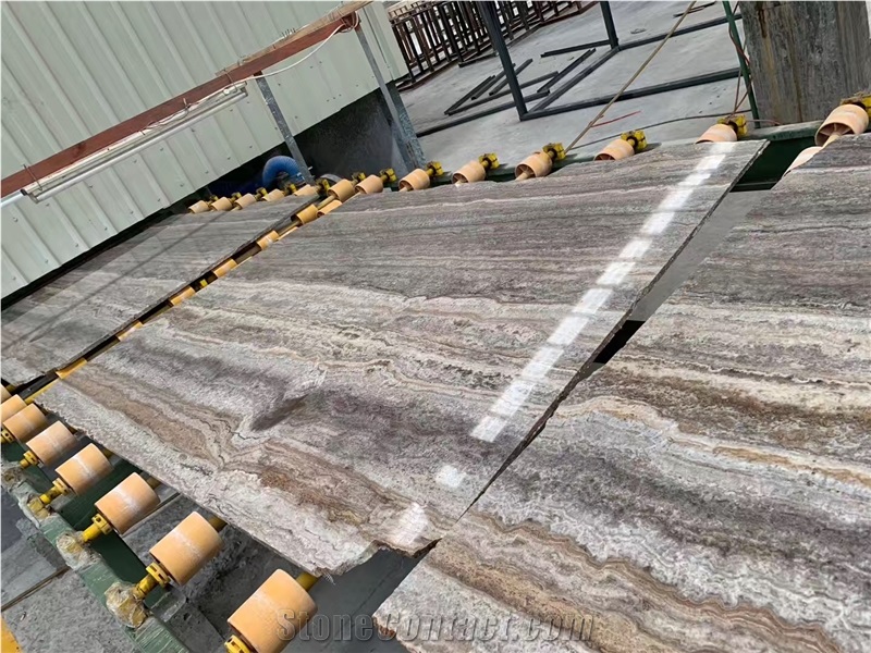 A Quality Titanium Silver Travertine Slab,Floor Tile Interior Stone