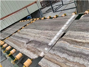 A Quality Titanium Silver Travertine Slab,Floor Tile Interior Stone