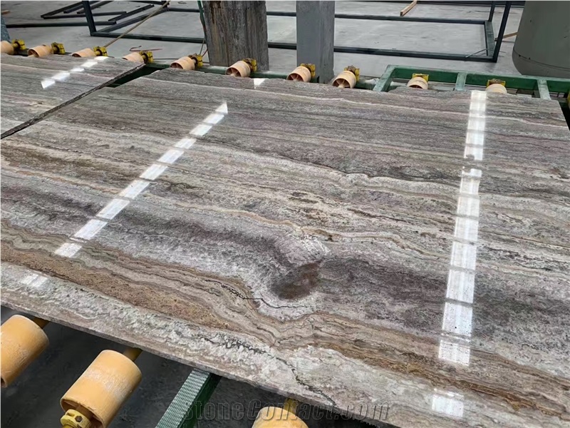 A Quality Titanium Silver Travertine Slab,Floor Tile Interior Stone