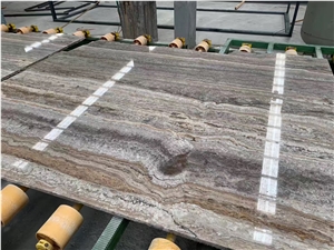 A Quality Titanium Silver Travertine Slab,Floor Tile Interior Stone