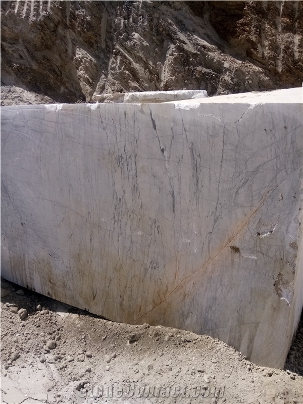 Azna Crystal White Marble Blocks from Iran Quarry