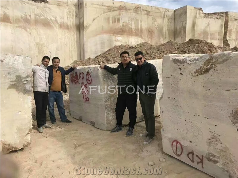 Light Silver Travertine Block Iran Quarry Directly,Shuitou Showroom in Stocks