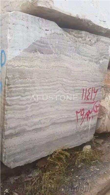Light Silver Travertine Block Iran Quarry Directly,Shuitou Showroom in Stocks