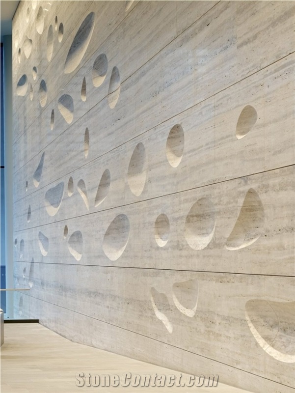 Light Silver Travertine Wall Tile French Pattern