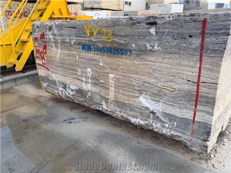Persian Silver Travertine Quarry Blocks in Stock