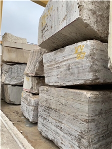 Persian Silver Travertine Quarry Blocks in Stock