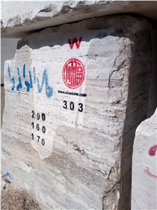 River Silver Travertine Blocks from Iran Quarry