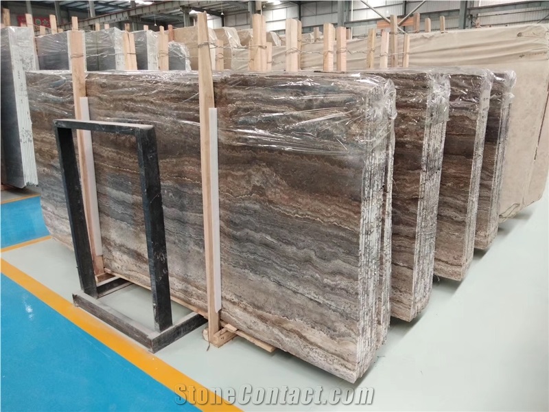 River Silver Travertine Blocks from Iran Quarry