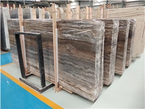 River Silver Travertine Blocks from Iran Quarry