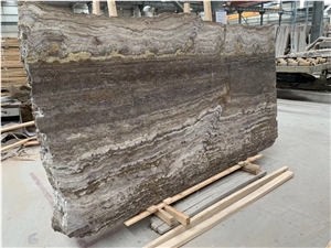 River Silver Travertine Blocks from Iran Quarry