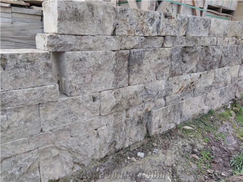 Silver Grey Travrtine Wall Stone Garden Exterior