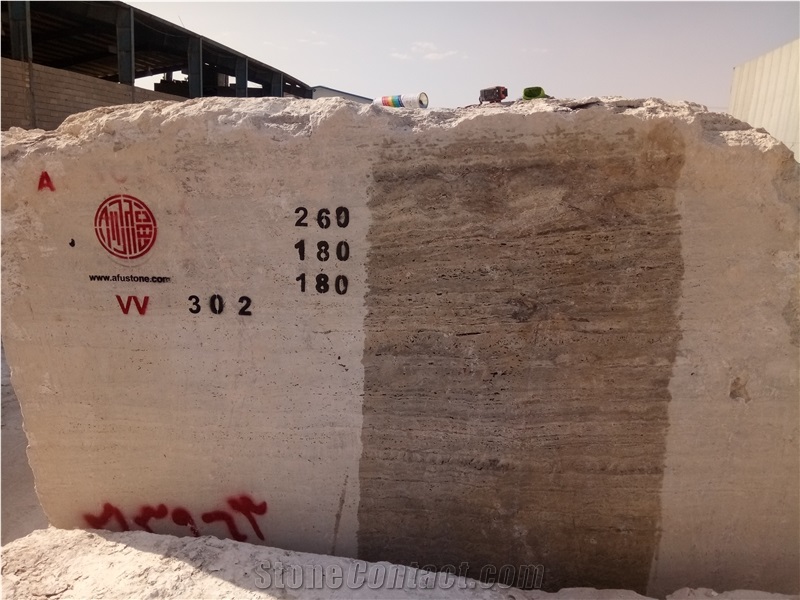 Silver Travertine Quarry Blocks from Iran