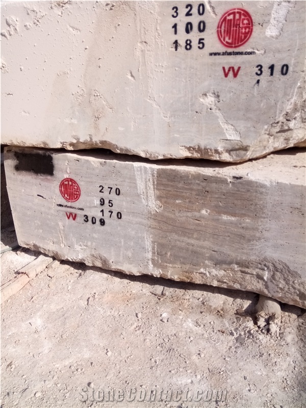 Silver Travertine Quarry Blocks from Iran