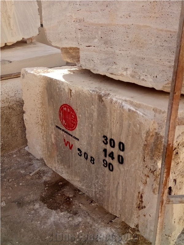 Silver Travertine Quarry Blocks from Iran