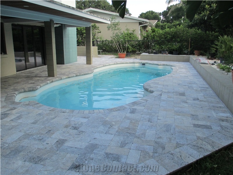 Silver Travertine Swimming Pool Coping Tiles