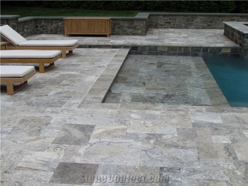 Silver Travertine Swimming Pool Coping Tiles