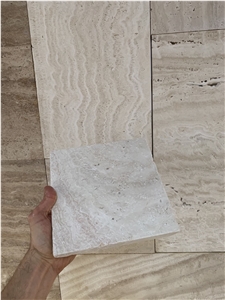 Tumbled Snow White Travertine Cube Stone Floor Set