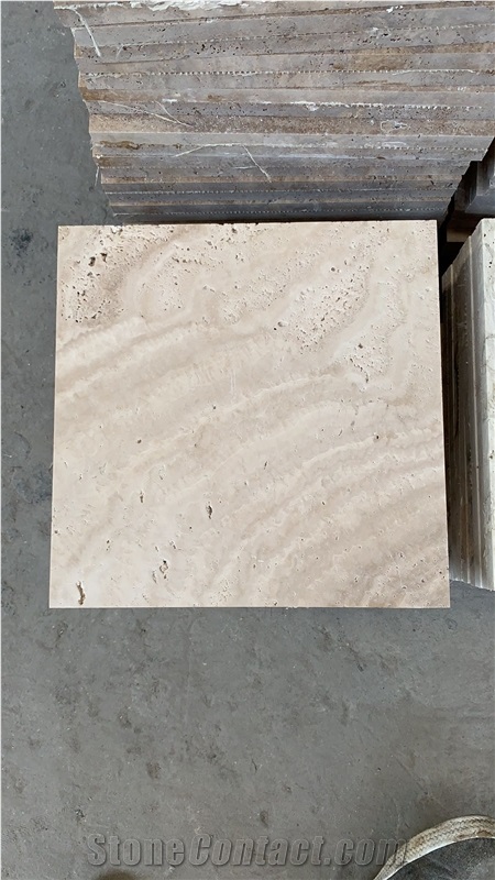 Tumbled Snow White Travertine Cube Stone Floor Set