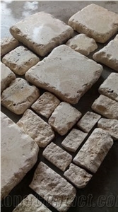 Tumbled Travertine Backsplash Mosaic Pattern Split