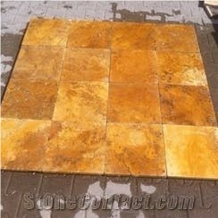 Tumbled Travertine Backsplash Mosaic Pattern Split