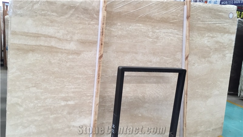 Cream White Travertine Slabs for Flooring