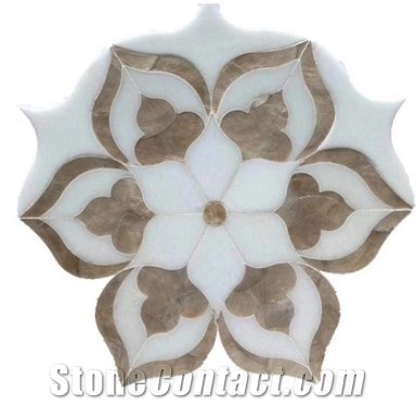 Flower Grey Waterjet Mosaic Art Pattern