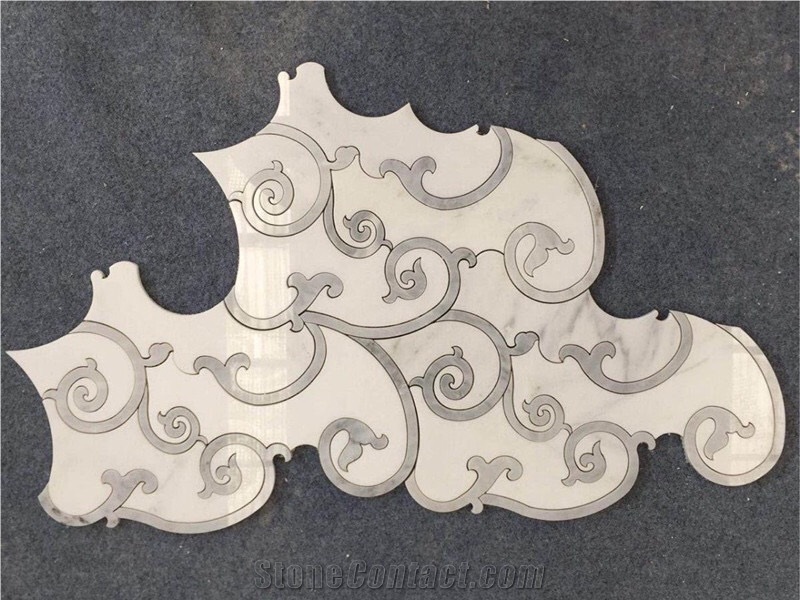 Flower Grey Waterjet Mosaic Art Pattern