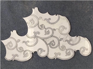 Flower Grey Waterjet Mosaic Art Pattern