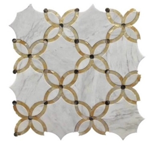 Flower Grey Waterjet Mosaic Art Pattern