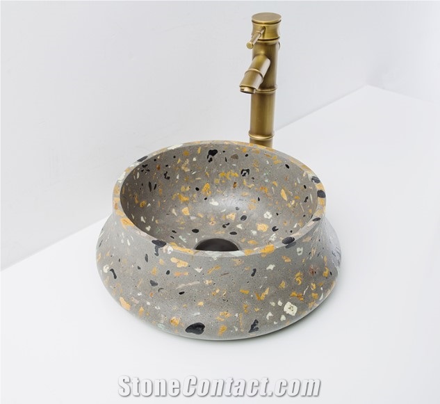 Single Terrazzo Vanity Sinks for Hotel Bathroom